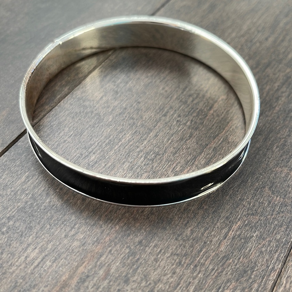 Women’s Black and Silver Glossy Bangle Bracelet, Fashion Jewellery